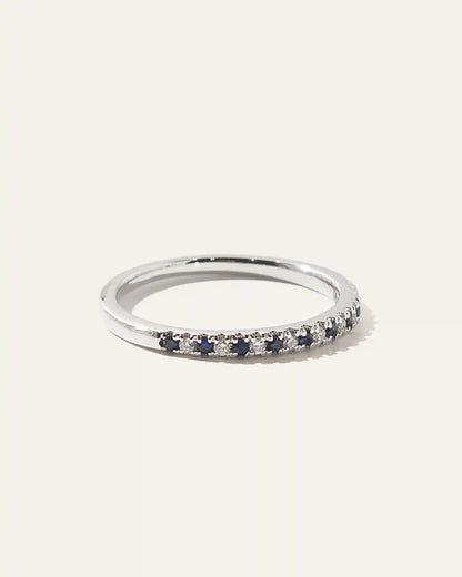 14K Gold Pave Diamond and Gemstone Band