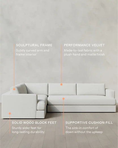 Sierra Curved Arm L Sectional in Performance Basketweave