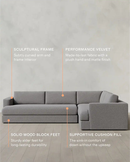 Sierra Curved Arm L Sectional in Performance Basketweave