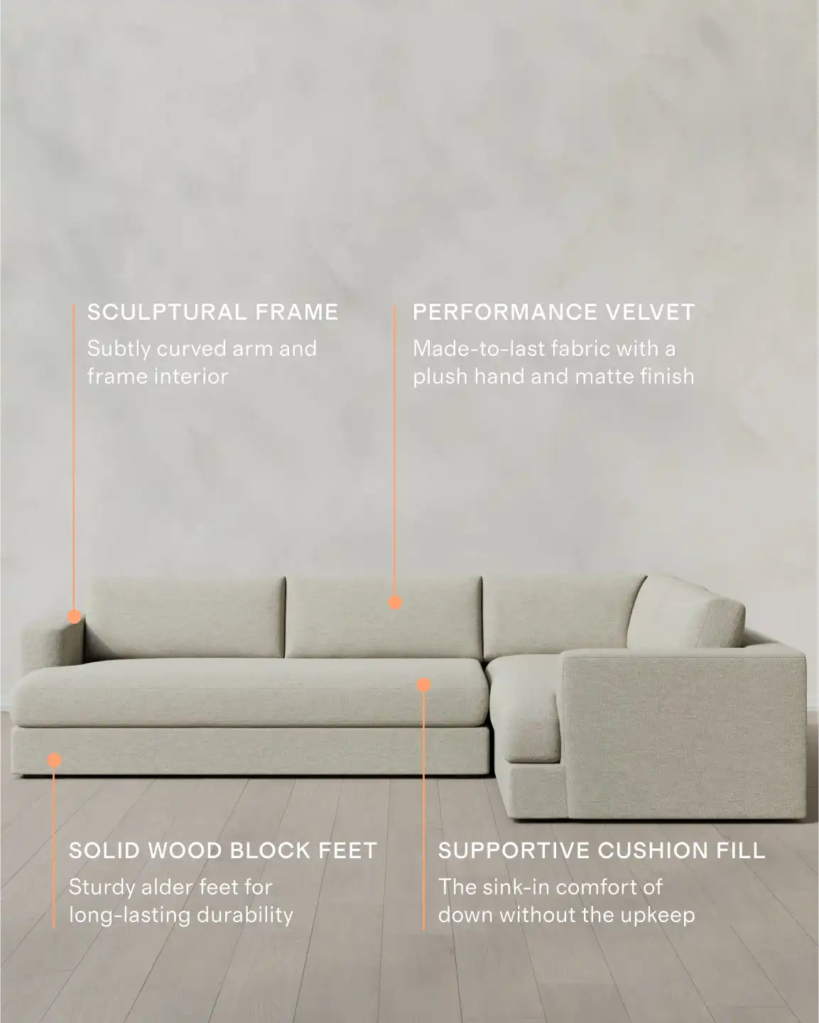 Sierra Curved Arm L Sectional in Performance Basketweave