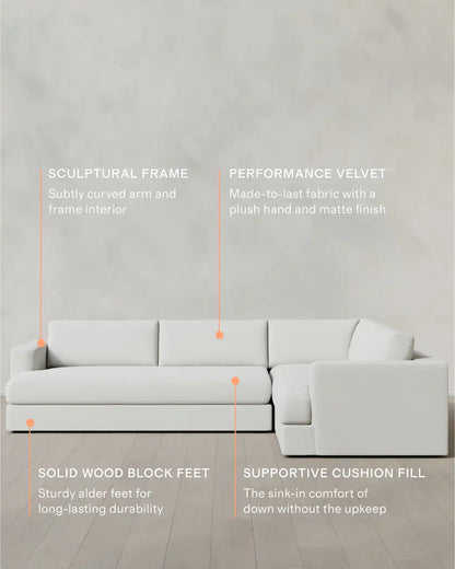 Sierra Curved Arm L Sectional in Performance Basketweave