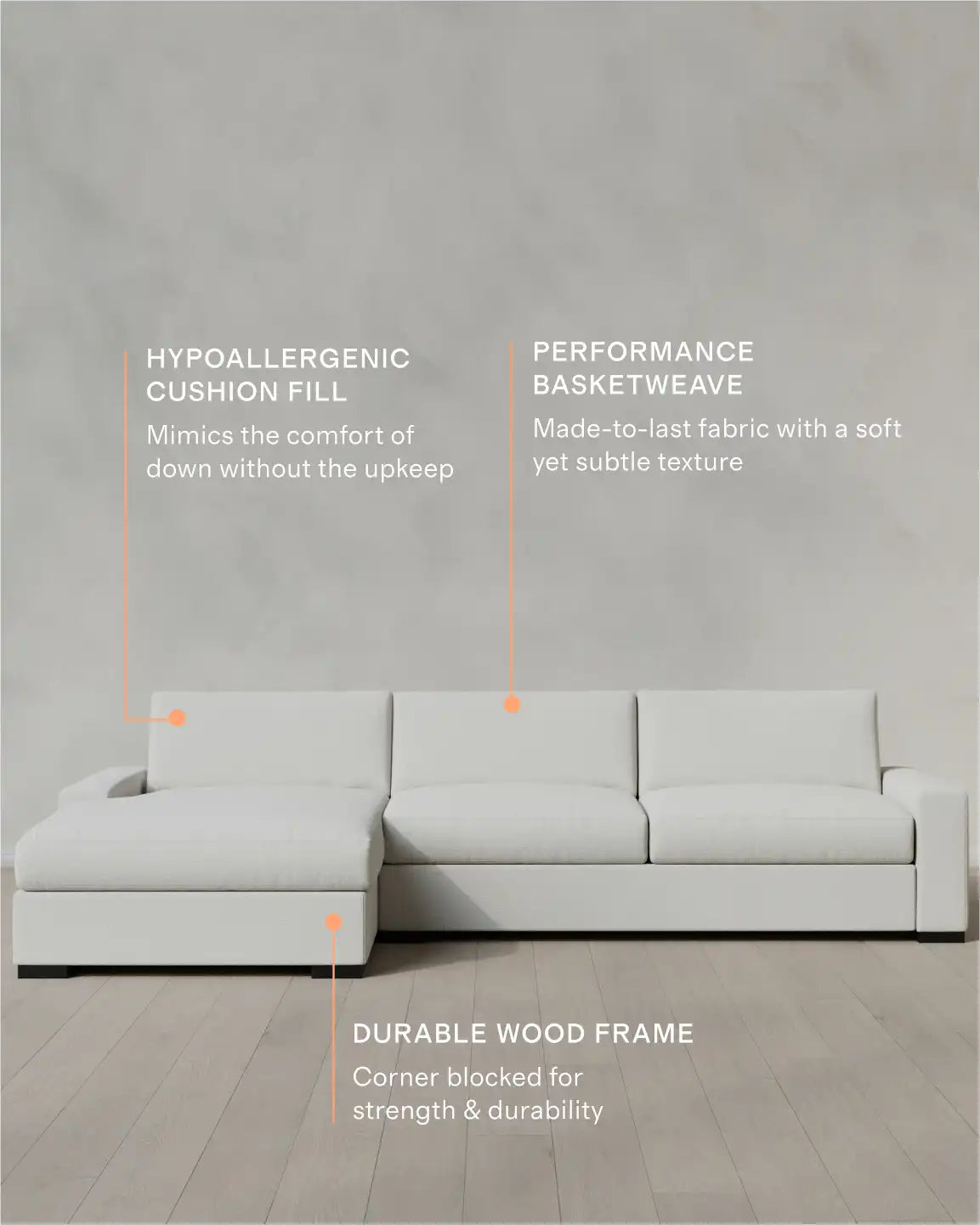 Stillman Chaise Sectional in Performance Basketweave