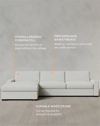 Stillman Chaise Sectional in Performance Basketweave