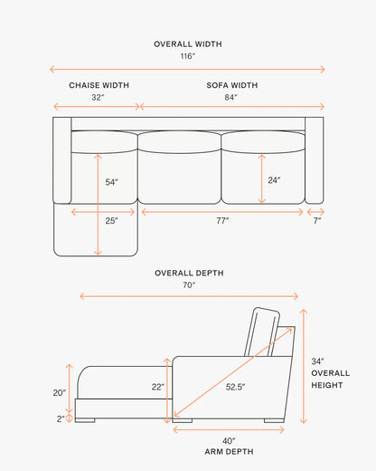 Stillman Chaise Sectional in Leather
