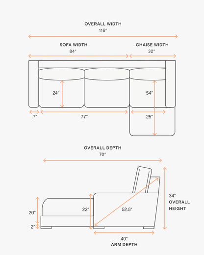Stillman Chaise Sectional in Leather