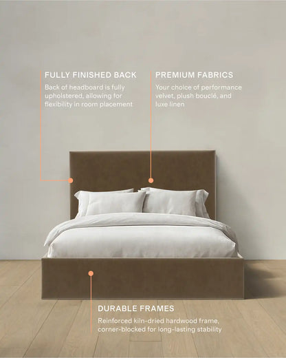 Square Bed in Performance Velvet