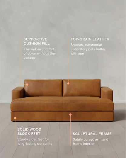 Sierra Curved Arm Sofa in Leather