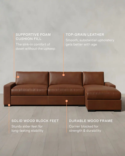Stillman Chaise Sectional in Leather