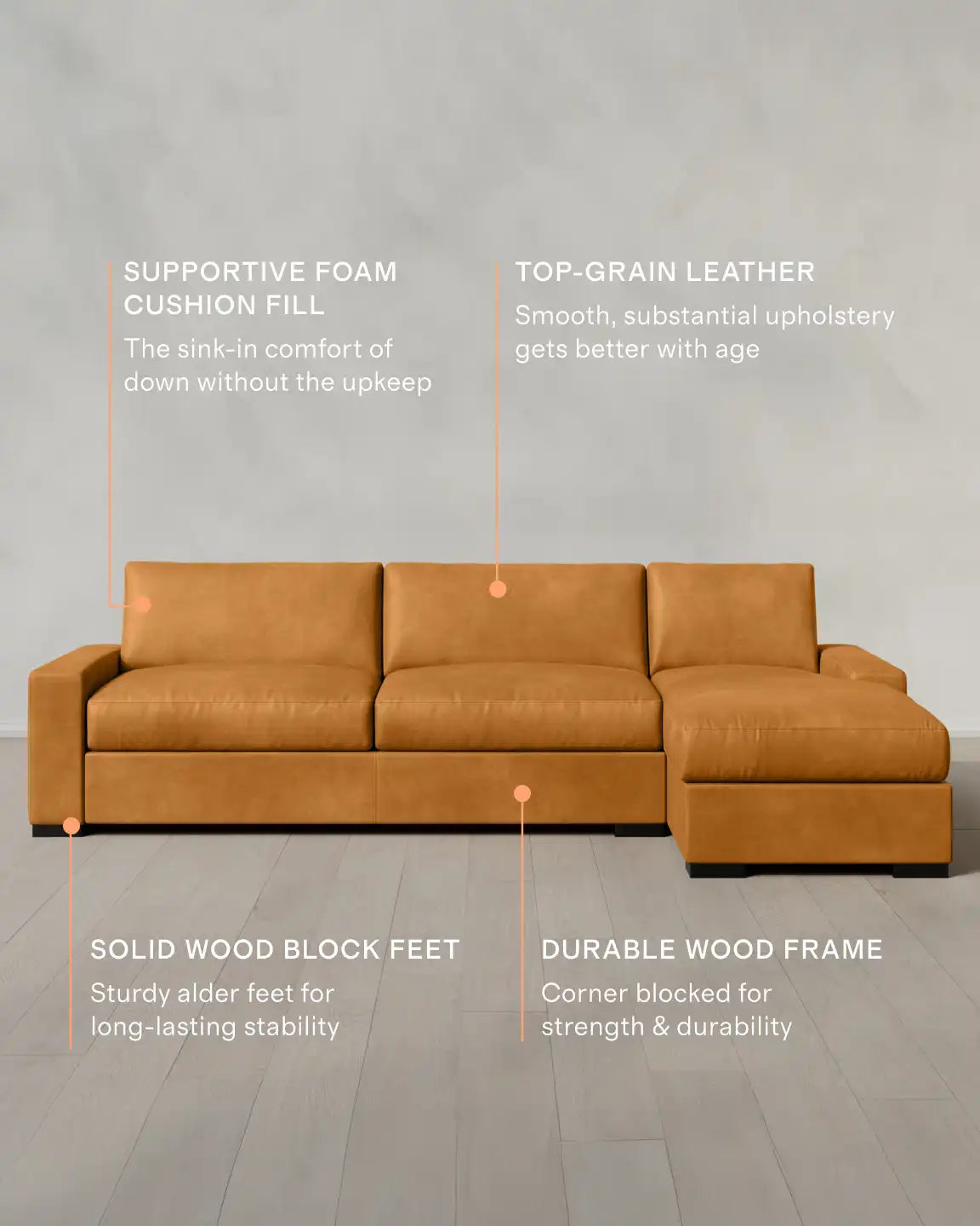 Stillman Chaise Sectional in Leather