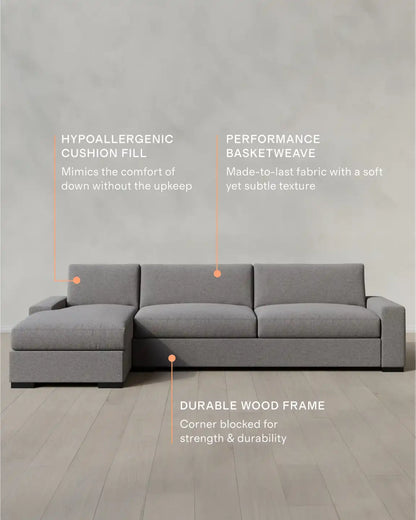 Stillman Chaise Sectional in Performance Basketweave