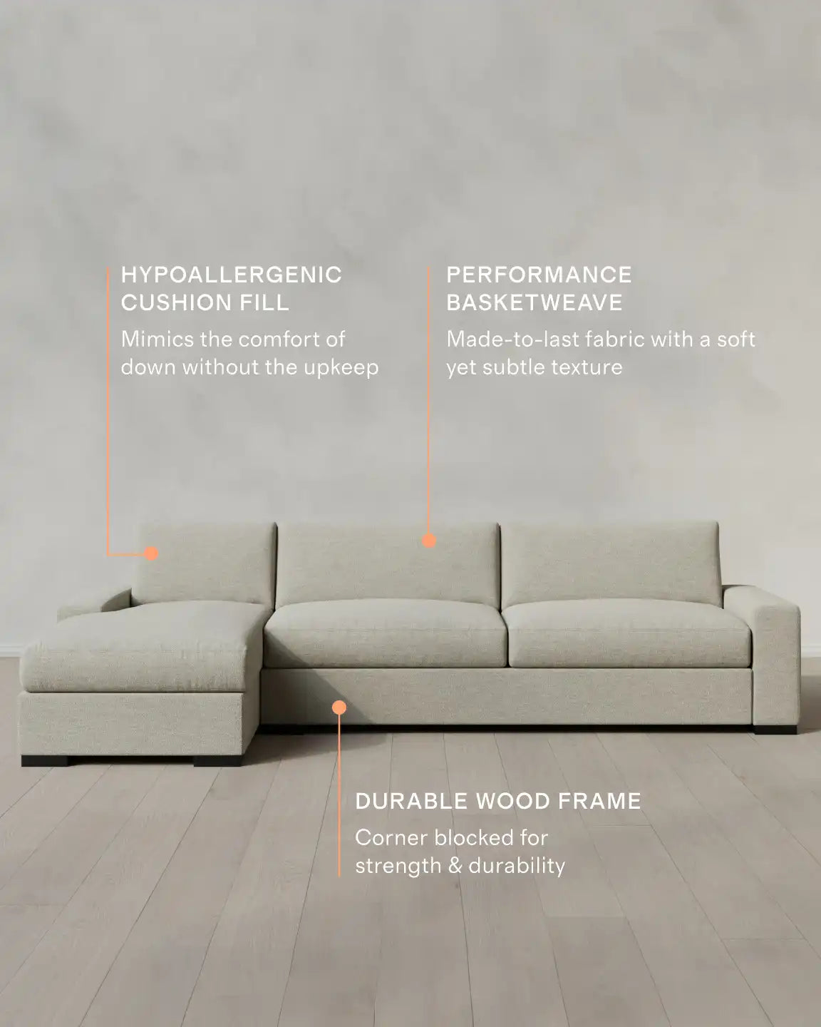 Stillman Chaise Sectional in Performance Basketweave