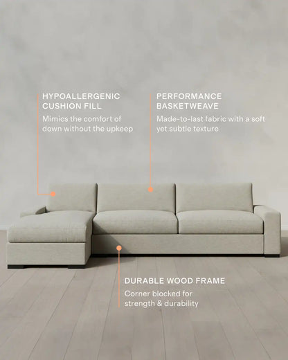 Stillman Chaise Sectional in Performance Basketweave