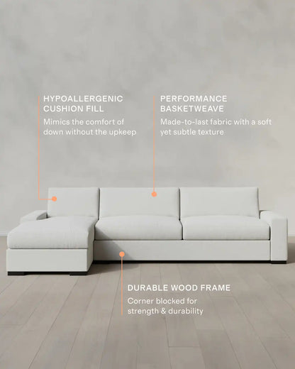 Stillman Chaise Sectional in Performance Basketweave
