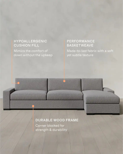 Stillman Chaise Sectional in Performance Basketweave