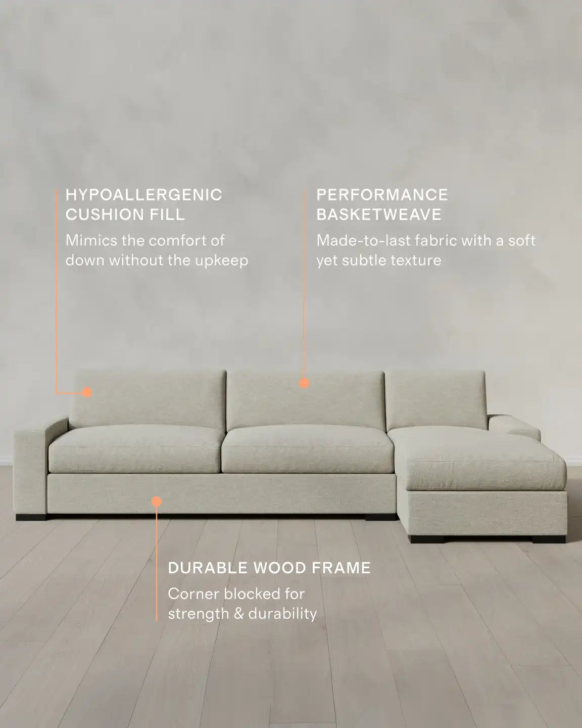 Stillman Chaise Sectional in Performance Basketweave
