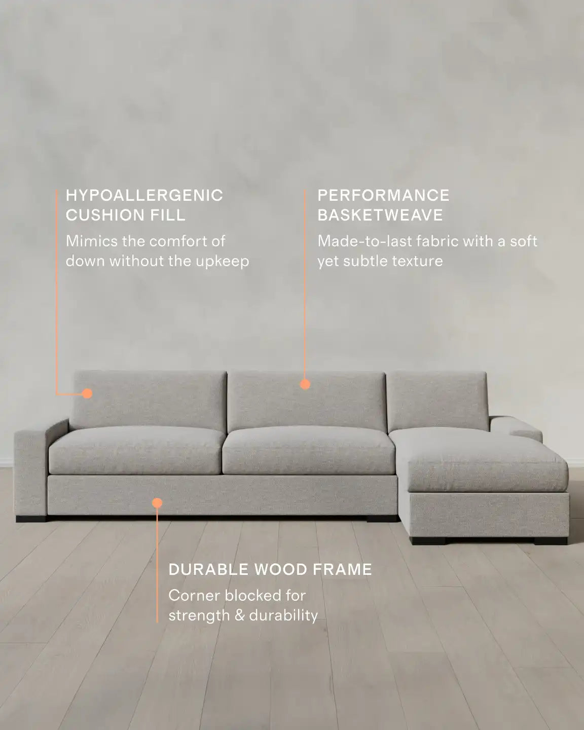 Stillman Chaise Sectional in Performance Basketweave