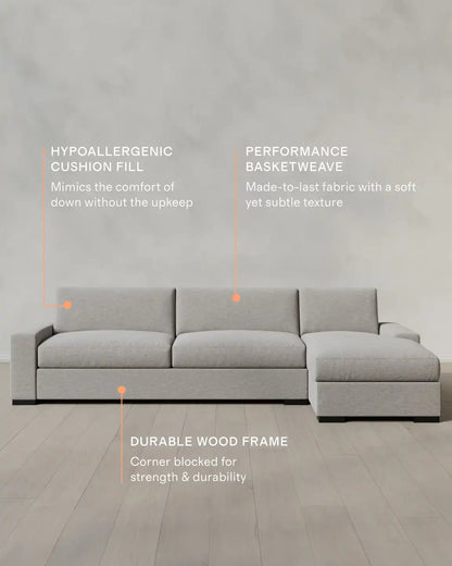 Stillman Chaise Sectional in Performance Basketweave
