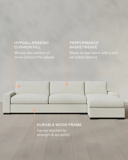 Stillman Chaise Sectional in Performance Basketweave