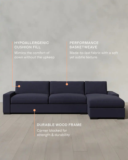 Stillman Chaise Sectional in Performance Basketweave