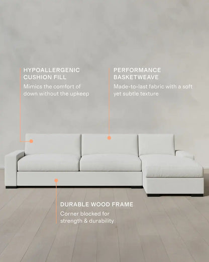 Stillman Chaise Sectional in Performance Basketweave