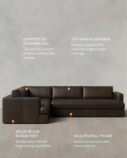 Sierra Curved Arm L Sectional in Leather