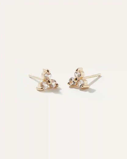 White Sapphire Triad Studs