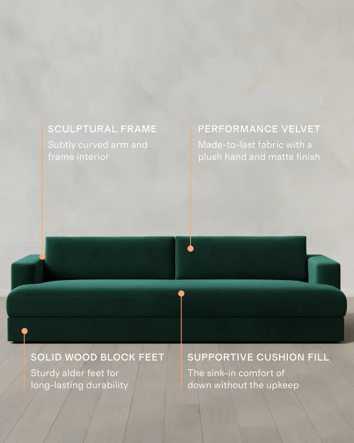 Sierra Curved Arm Sofa in Performance Velvet
