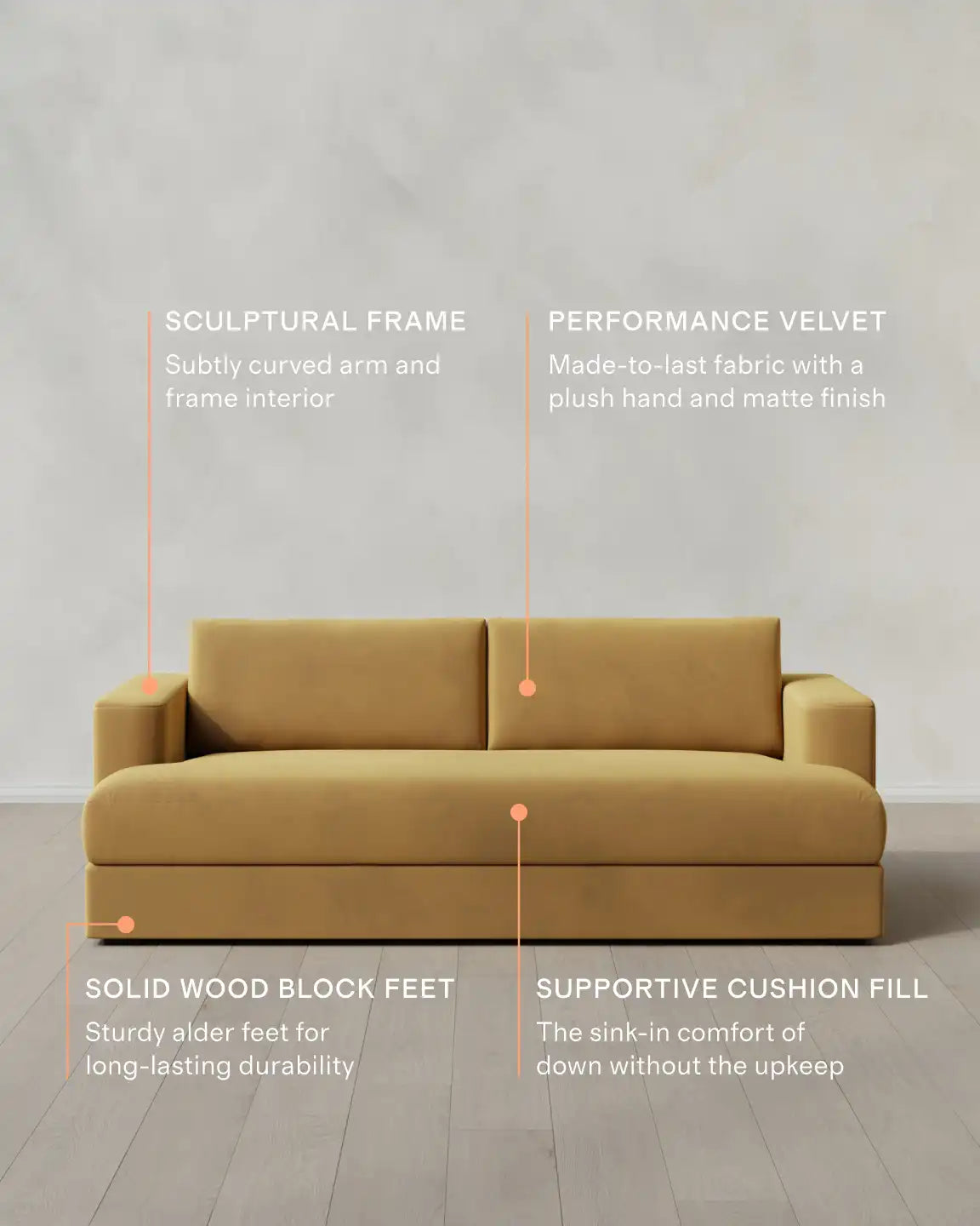 Sierra Curved Arm Sofa in Performance Velvet