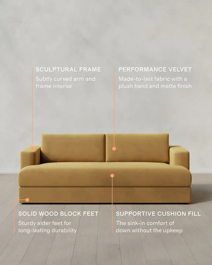 Sierra Curved Arm Sofa in Performance Velvet
