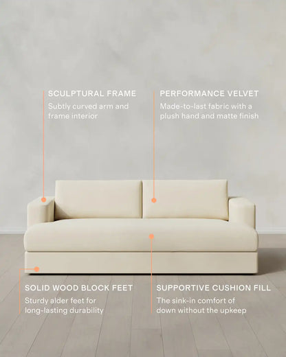 Sierra Curved Arm Sofa in Performance Velvet