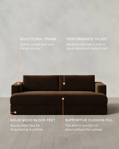 Sierra Curved Arm Sofa in Performance Velvet