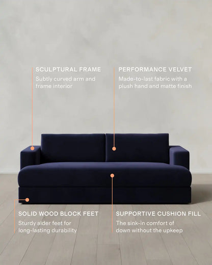 Sierra Curved Arm Sofa in Performance Velvet