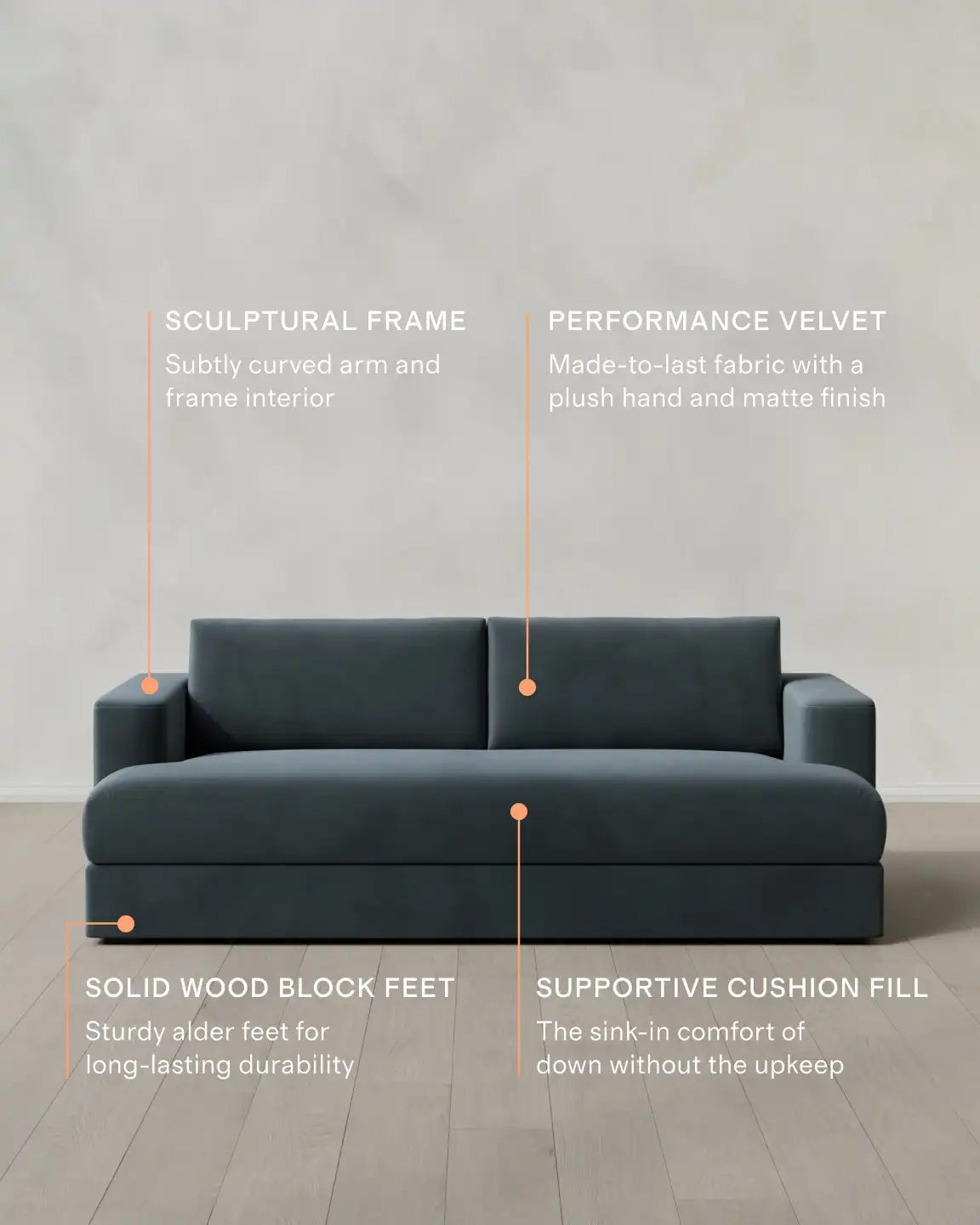 Sierra Curved Arm Sofa in Performance Velvet