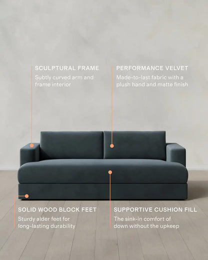 Sierra Curved Arm Sofa in Performance Velvet