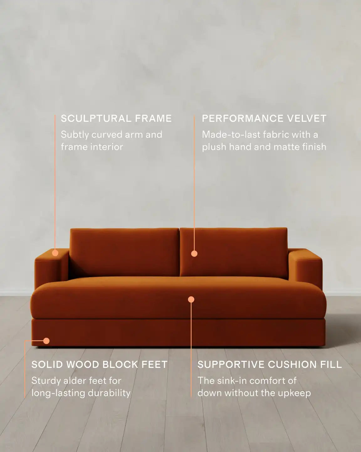 Sierra Curved Arm Sofa in Performance Velvet