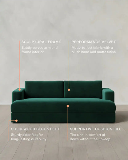 Sierra Curved Arm Sofa in Performance Velvet