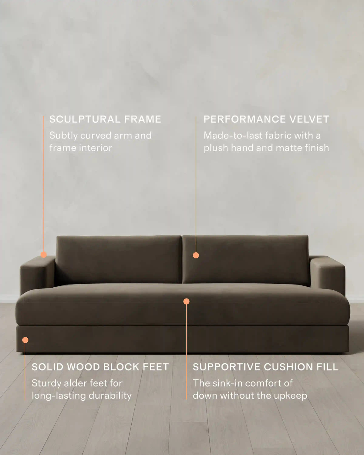 Sierra Curved Arm Sofa in Performance Velvet