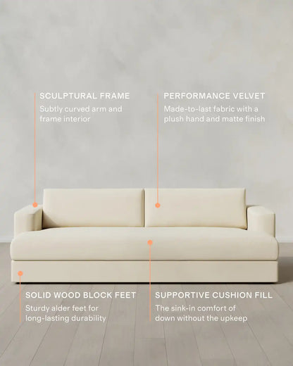 Sierra Curved Arm Sofa in Performance Velvet