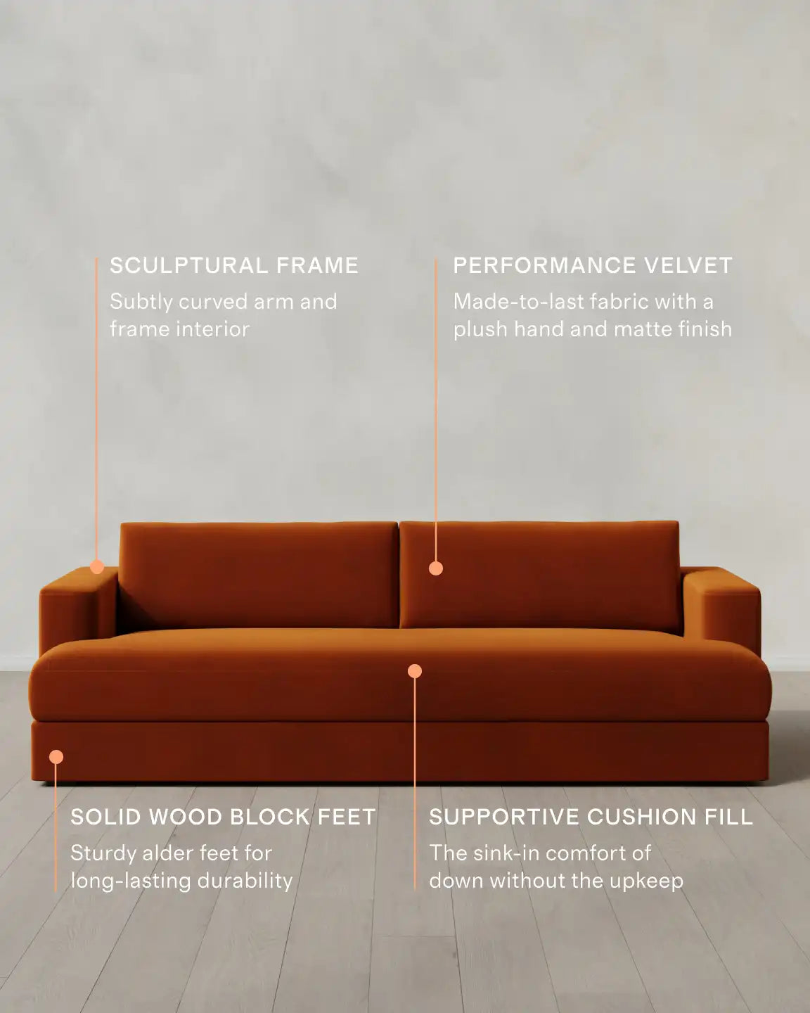 Sierra Curved Arm Sofa in Performance Velvet