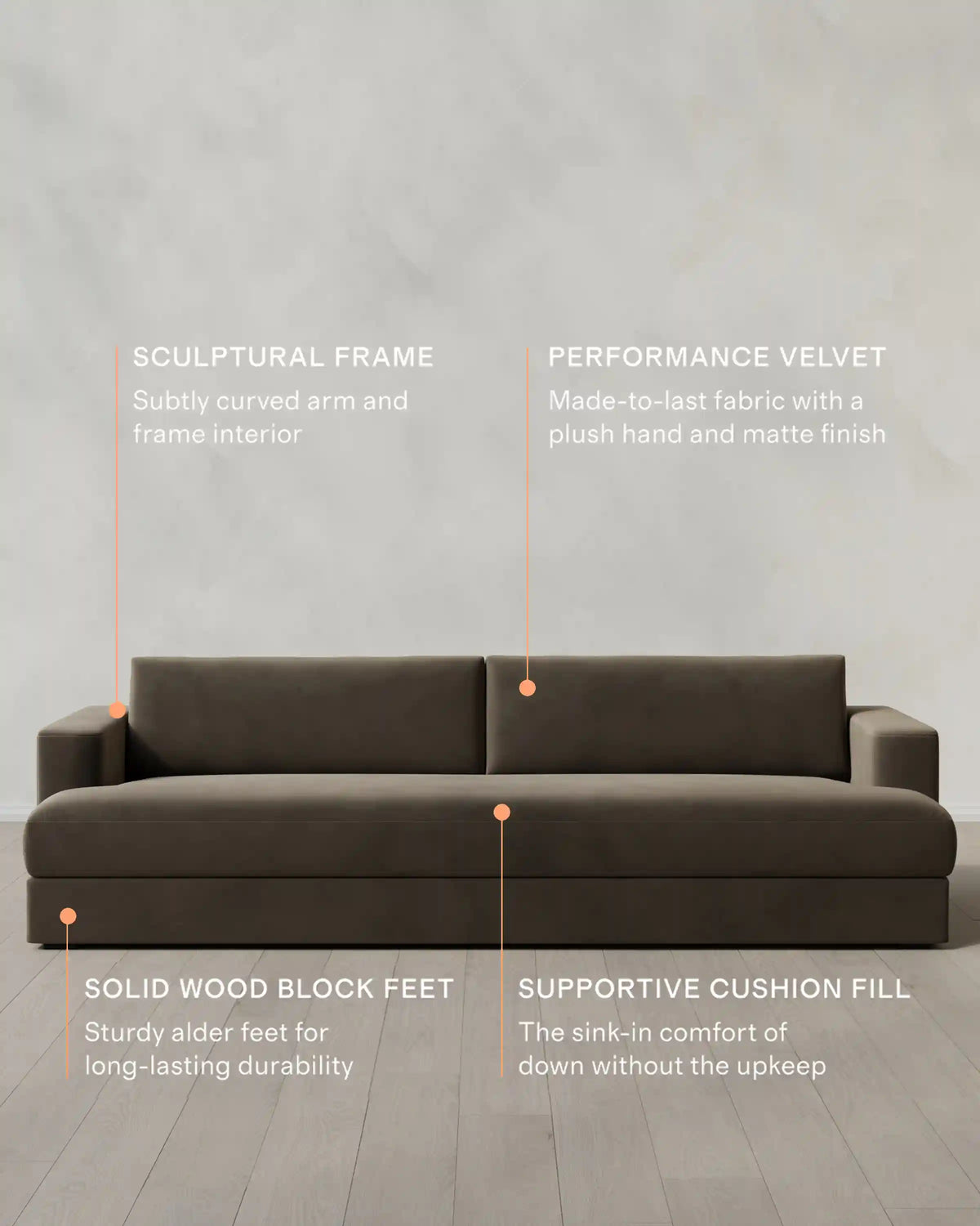 Sierra Curved Arm Sofa in Performance Velvet