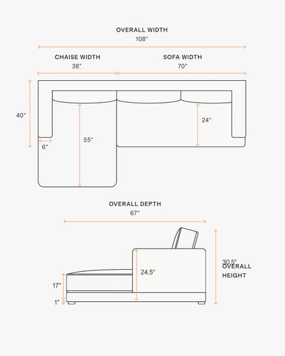 Sierra Curved Arm Chaise Sectional in Leather
