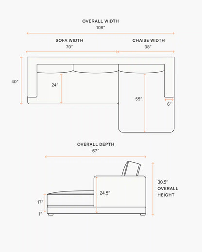 Sierra Curved Arm Chaise Sectional in Leather