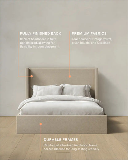 100% Linen Wingback Bed