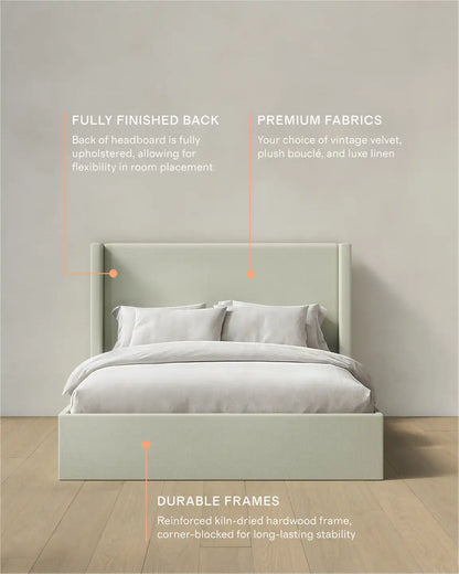 100% Linen Wingback Bed