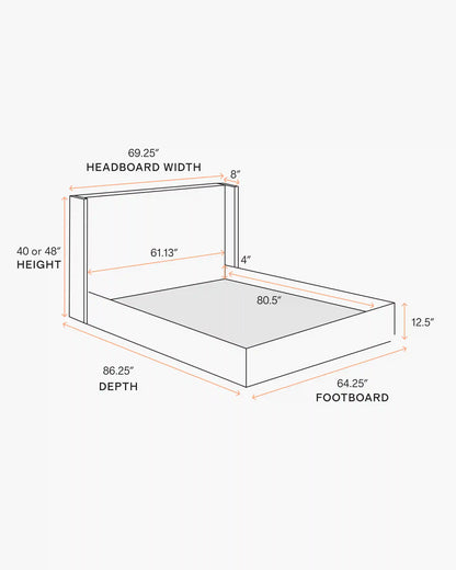 100% Linen Wingback Bed